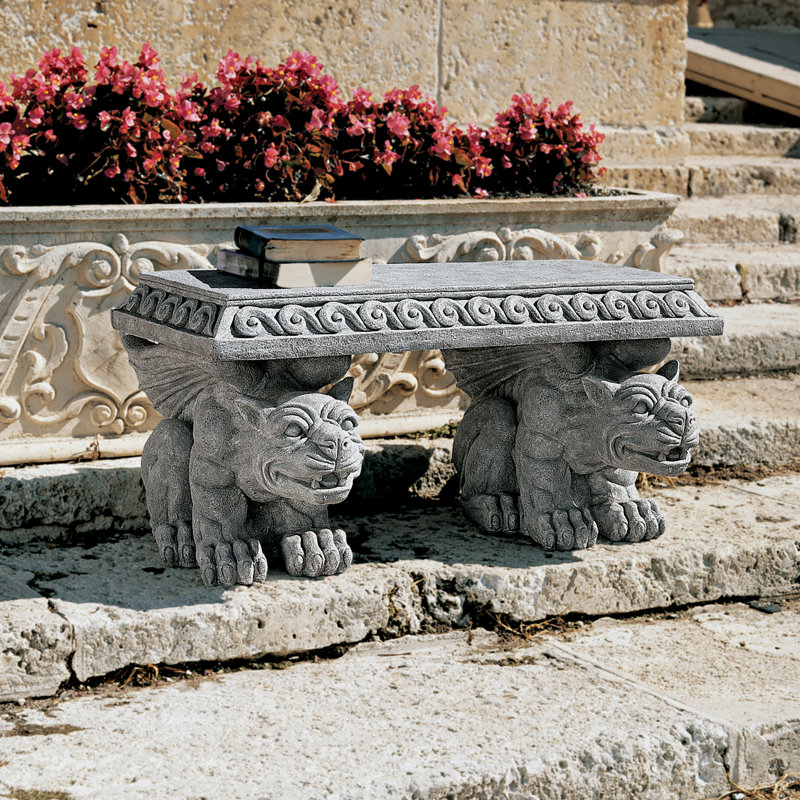 Blair Castle 31" Faux Stone Resin Gargoyle Bench
