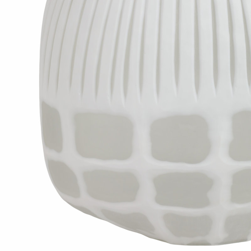Hokku Designs Analeise Small White Glass Vase, 11" H x 11" W x 8" D