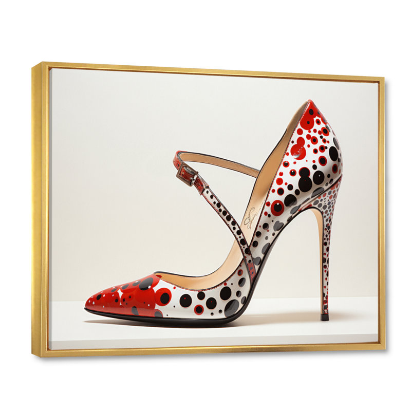 Red High Heels Sophistication III - Imprimé, H 16 po x l 32 po, Cadre flottant doré