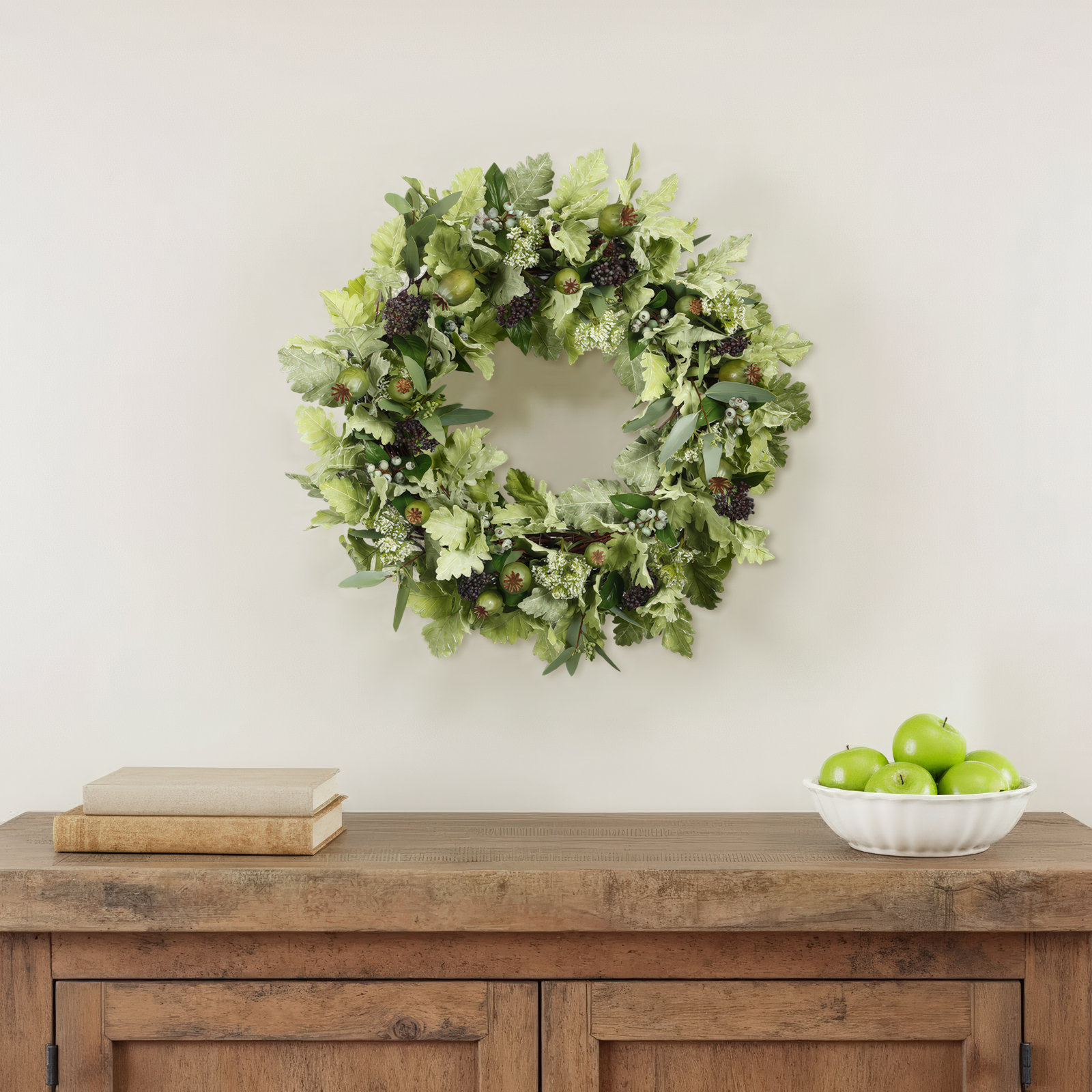 Artificial Flowers & Tree 26'' Faux Berry Polyester Wreath