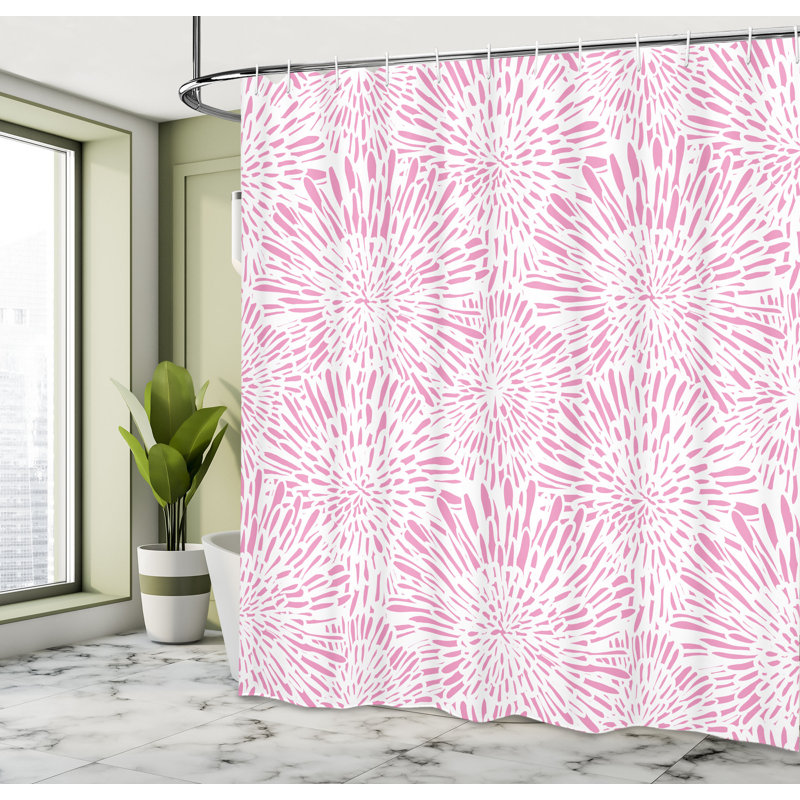 Ensemble de rideau de douche + crochets, H 75 po x l 69 po, Rose pâle