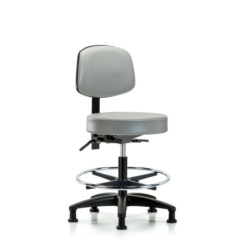 Tabouret de laboratoire à hauteur ajustable avec base en nylon Monserrat, Colombe, Patins