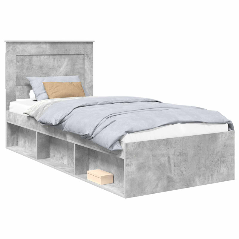 Solid Wood Bed, Concerte Grey, Single (3')