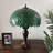 Simoson Tiffany Table Lamp Green Stained Glass Green Leaves LED Bulbs Included 16"W*16"D*24"H
