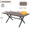 Table de salle à manger de style moderne rectangulaire en bois massif avec trou pour parasol 68,1 po