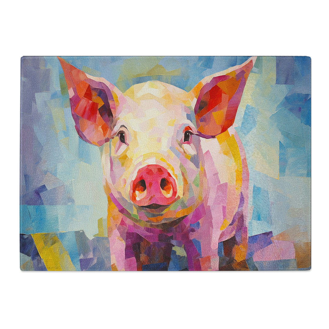 Pig Abstract  Glass Chopping Board