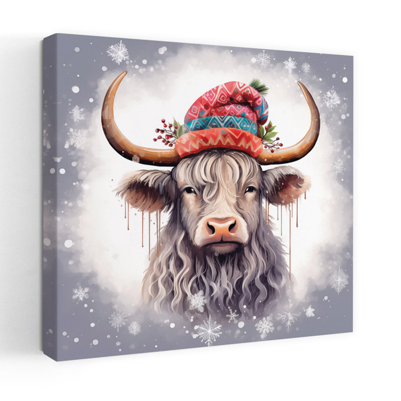 Illustration contemporaine de Highland avec vache Highland, H 24 po x l 24 po