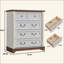 Commode à 5 tiroirs de style campagnard avec base en bois, commode rustique en bois, rangement pour commode pour la chambre à coucher, le salon, belle et robuste
