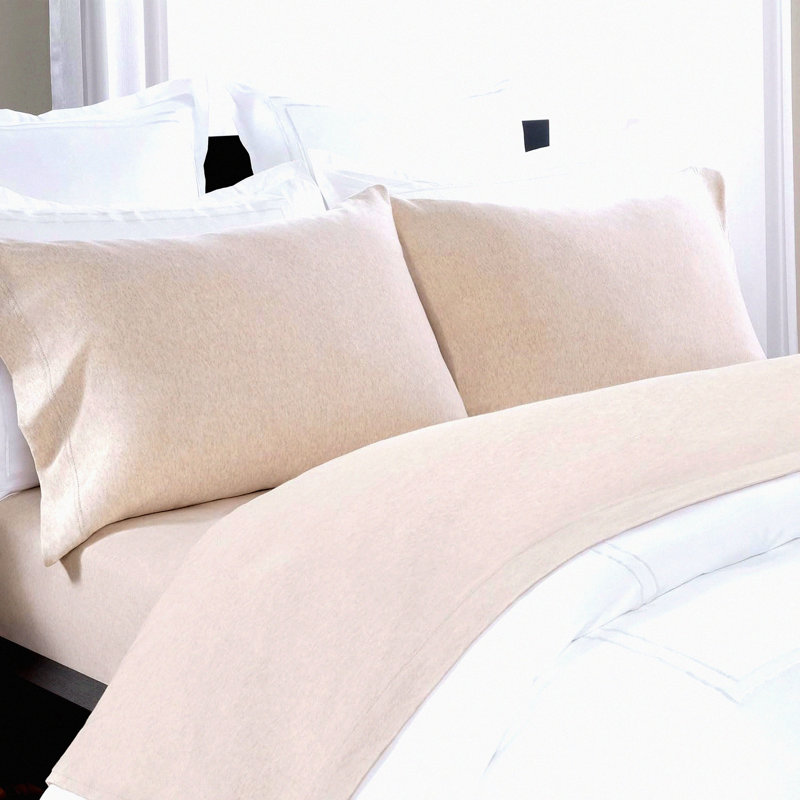 PureComfort Heather Cotton Sheet Set - Breathable & Cozy 4pc Bedding Set with Deep Pocket & Easy Fit - Soft T-Shirt Sheets for Comfortable Sleep - Premium Oatmeal Full Size Bed Set