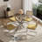 1 Tempered Glass Top Dining Table and 4 Velvet Cantilever Chairs-1899156782-1899156784