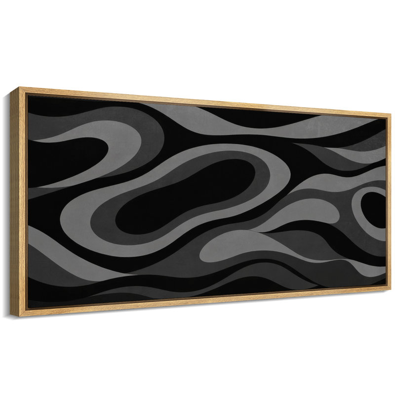 Abstrait noir gris tourbillon, reproduction d'art sur toile encadrée, Naturel, H 30 po x l 60 po x P 1,5 po