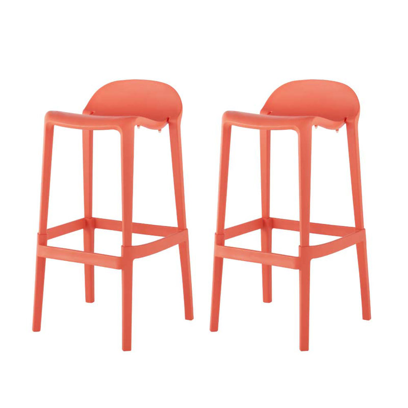 Gardunio Low Back Stool, Set of 2, Salmon, Bar Stool (30” Seat Height)