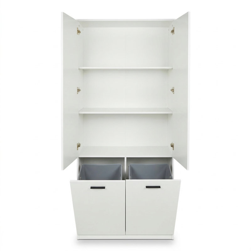 Armoire de salle de bain avec paniers à linge avec tablettes