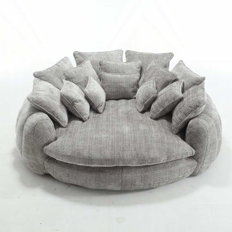 Canapé-lit surdimensionné avec accoudoirs, Chenille gris pâle