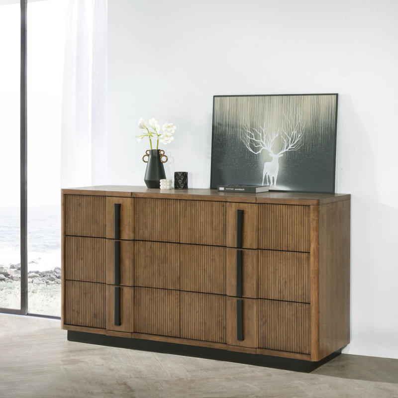 Commode 6 tiroirs brun cendré