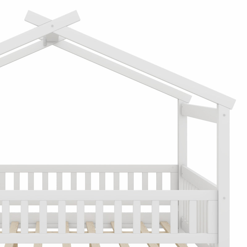 Lit en bois avec couchette, Blanc
