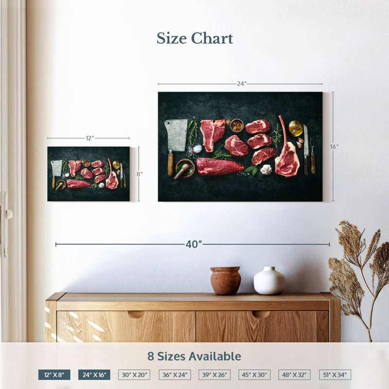 Coupes de steak cru Yarlin, H 16 po x l 24 po