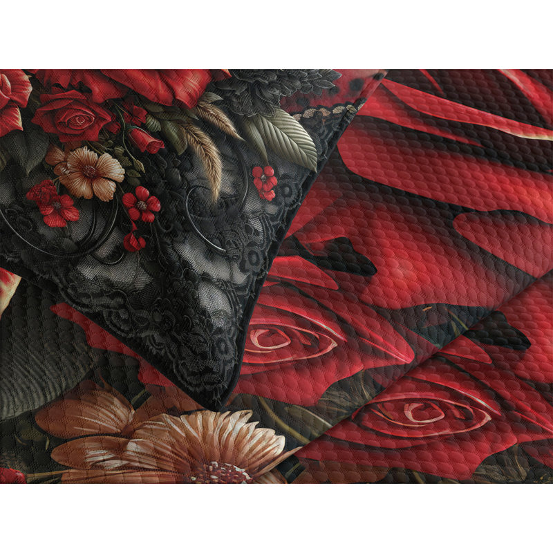Polyester Floral Coverlet, King Coverlet / Bedspread + 2 Standard Shams