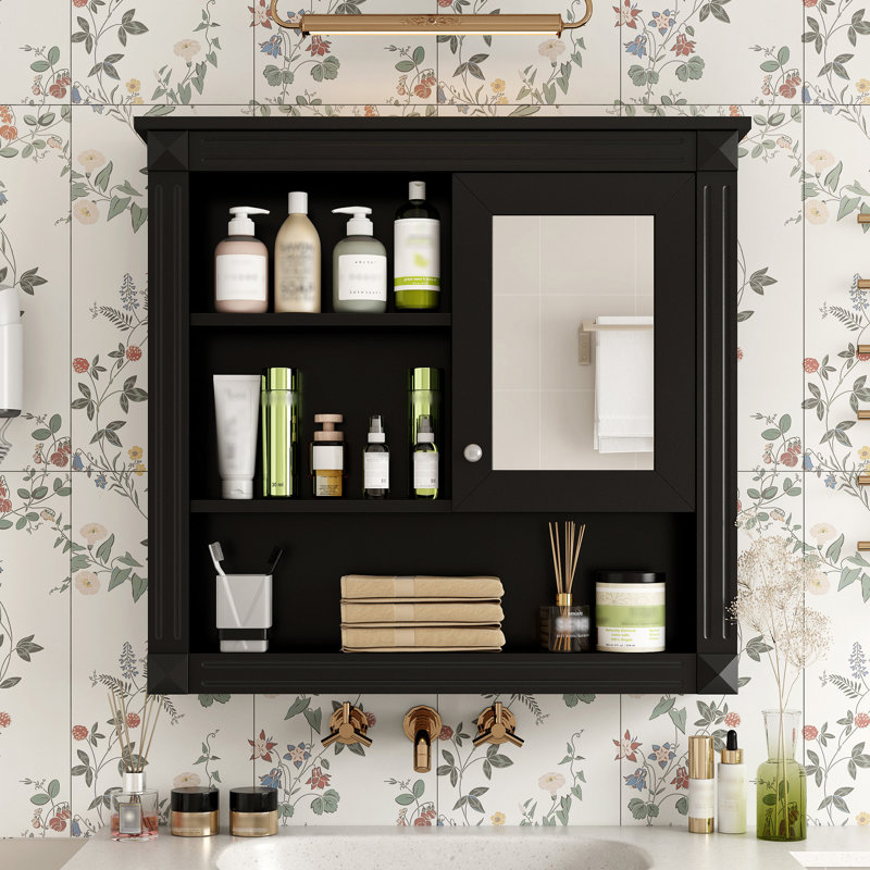 32'' Bathroom Wall Cabinet With Mirror, Black