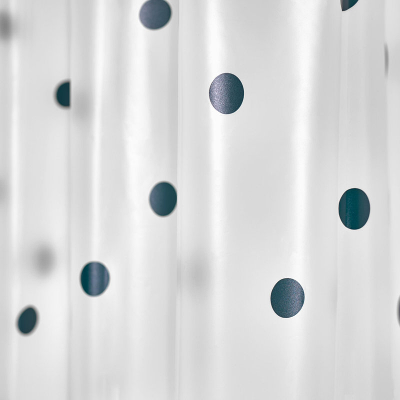 72" x 72" Black and White Vinyl Polka Dot Shower Curtain