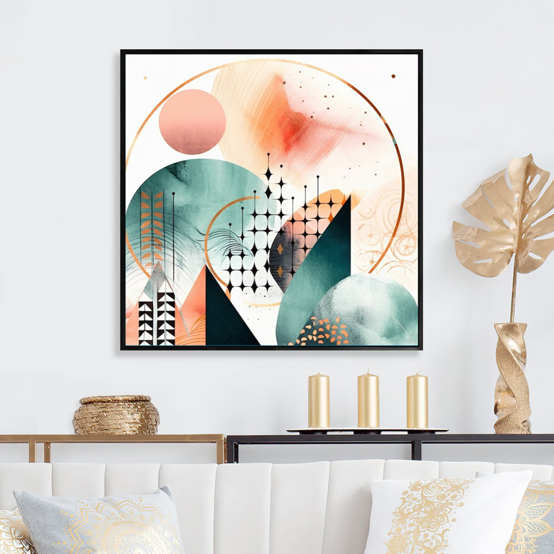 Minimal Boho Landscape - Print, Black Floater Framed, 16" H x 16" W x 1" D