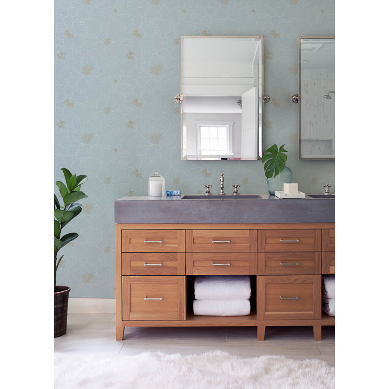 Camariya Floral Metallic Wallpaper Double Roll, Sky Blue