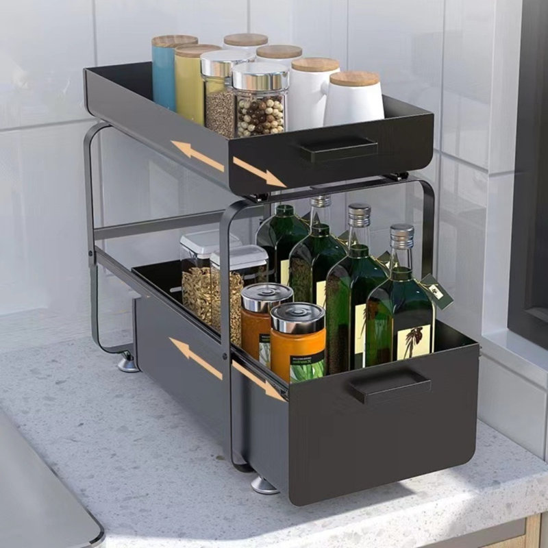 Étagère de rangement sous le lavabo avec tablettes réglables
