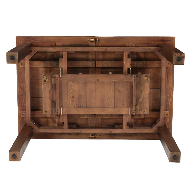 Table de salle à manger extensible rectangulaire en bois massif, Café foncé