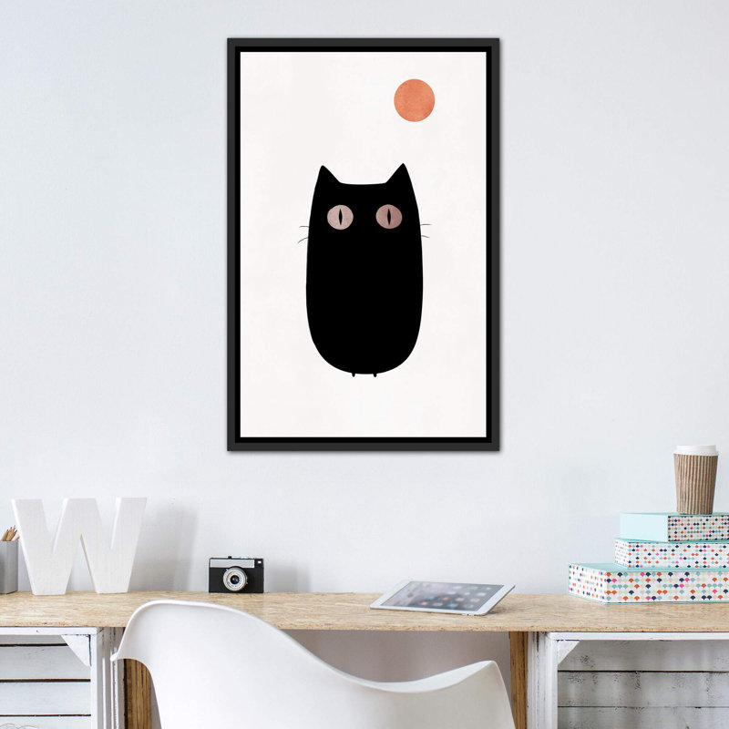 «The Cat» par Kubistika - impression encadrée sur papier, H 40 po x l 26 po x P 1,5 po, Toile avec cadre noir patiné