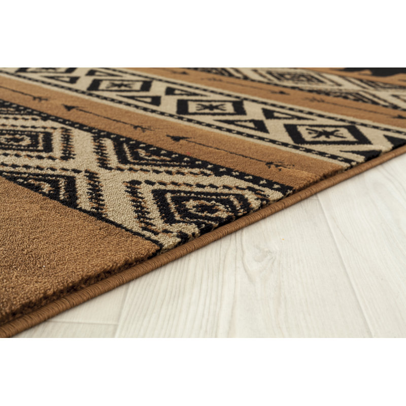 Tapis brun / beige / noir Pippen Southwestern, Tapis de couloir 2 pi 7 po x 7 pi 2 po
