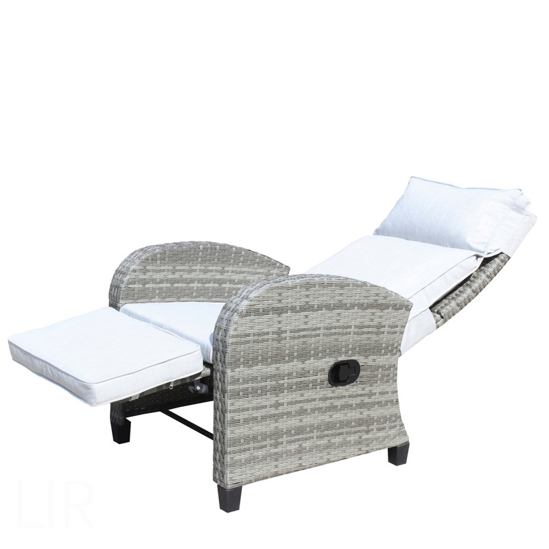 Fauteuil inclinable d'extérieur en osier avec dossier réglable et accoudoirs, chaises de conversation toutes saisons, pour balcon de cour pour piscine