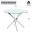 Table de salle à manger ronde en verre pour 4-6, base en métal robuste avec protecteurs de plancher antidérapants réglables - Table de cuisine moderne pour salle à manger, appartement, maison, condo-1792222580-1792222602