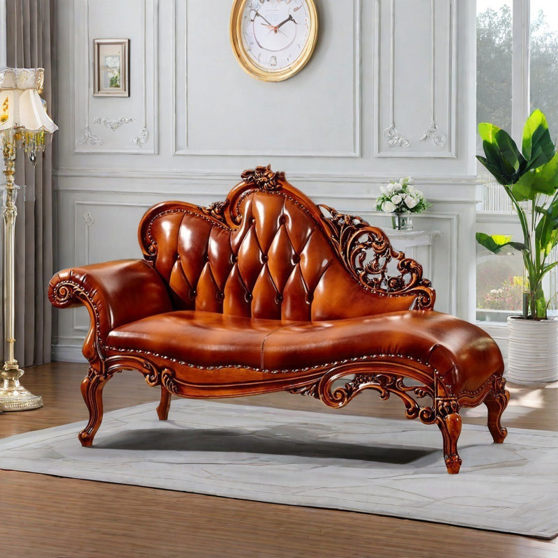 American Solid Wood Light Luxury Sofa, Brown, Brown