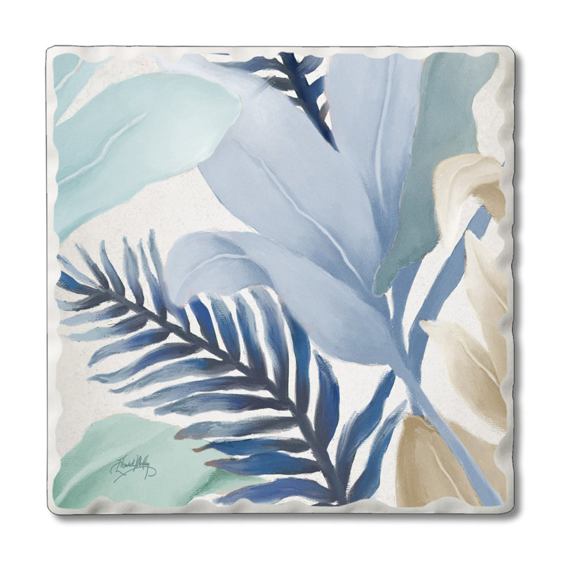 Sous-verre simple à carreaux tombés Blue Palms Créez votre propre ensemble