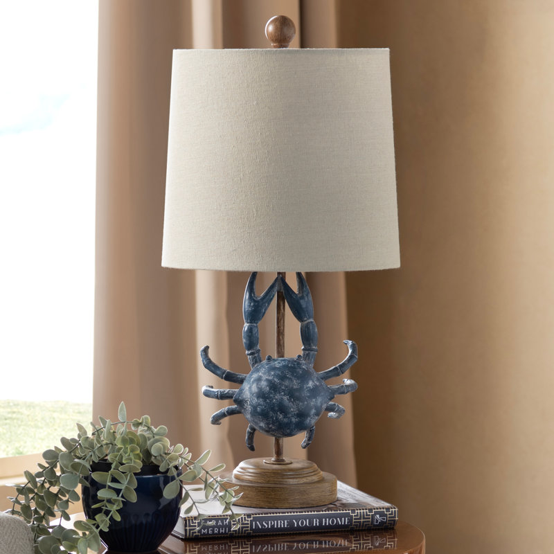 20.25" Resin Table Lamp With Shade, Brown, Beige
