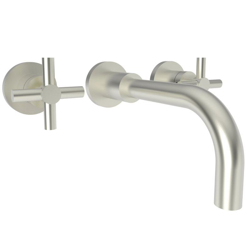 East Linear Wall Mount Bathroom Faucet, Satin Nickel