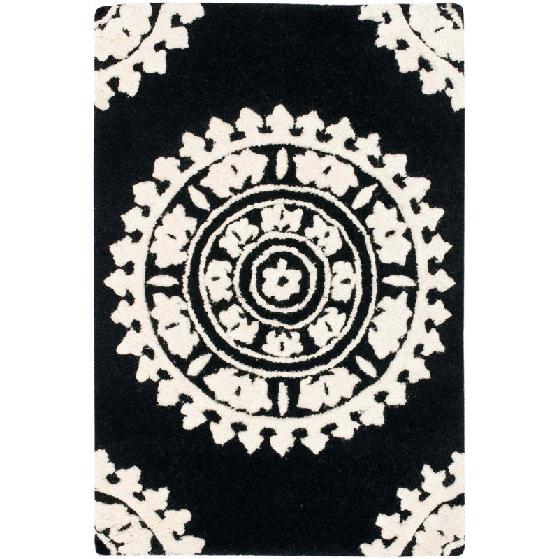 Candelo Hand Tufted Wool & Viscose Pile Floral Rug, Rectangle 2' x 3'
