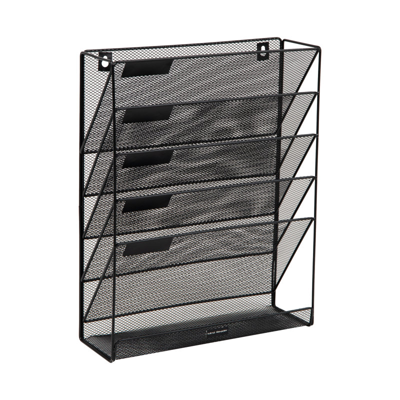 Black Metal Mesh 5-Tier Vertical File Organizer