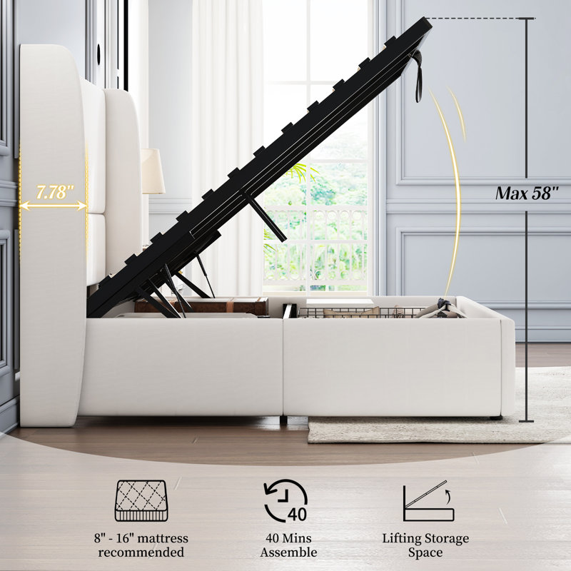 Wade Logan® Brooklinn Upholstered Platform Storage Bed & Reviews | Wayfair