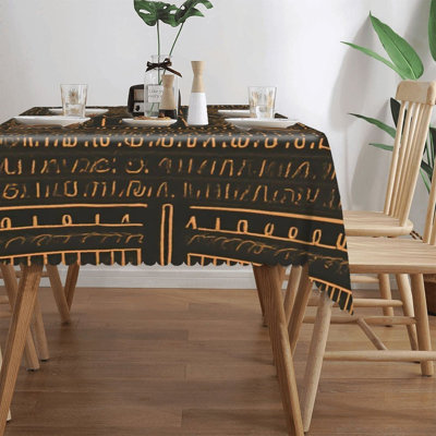 Housse de table noire Tribal géométrique, bordure festonnée 60 x 120 pouces pour la maison