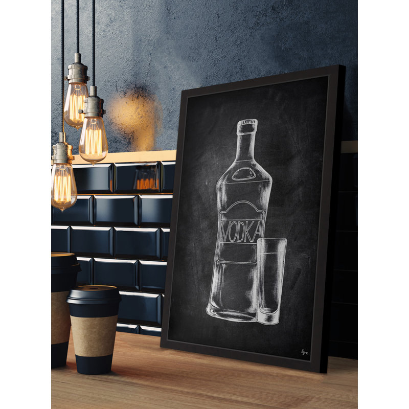 « vodka bouteille », reproduction d’art encadrée, H 18 po x l 12 po x P 1,5 po