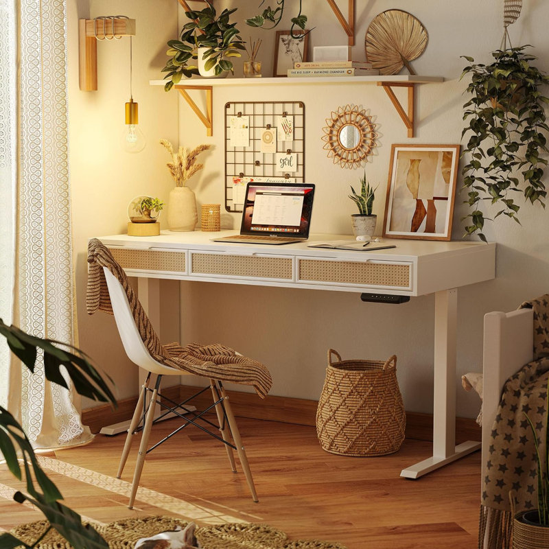 Bureau à hauteur réglable Harlesden, Blanc