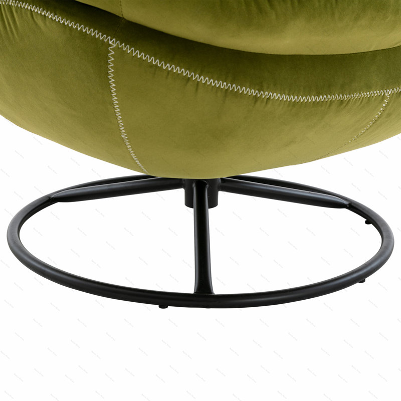Fauteuil d'appoint avec repose-pieds Anouk, Velours olive