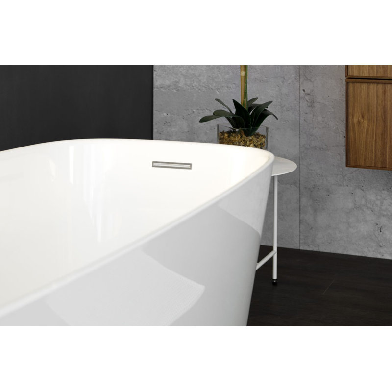 Straight 58.94'' L Soaking Bathtub, White True High Gloss, Polish Chrome