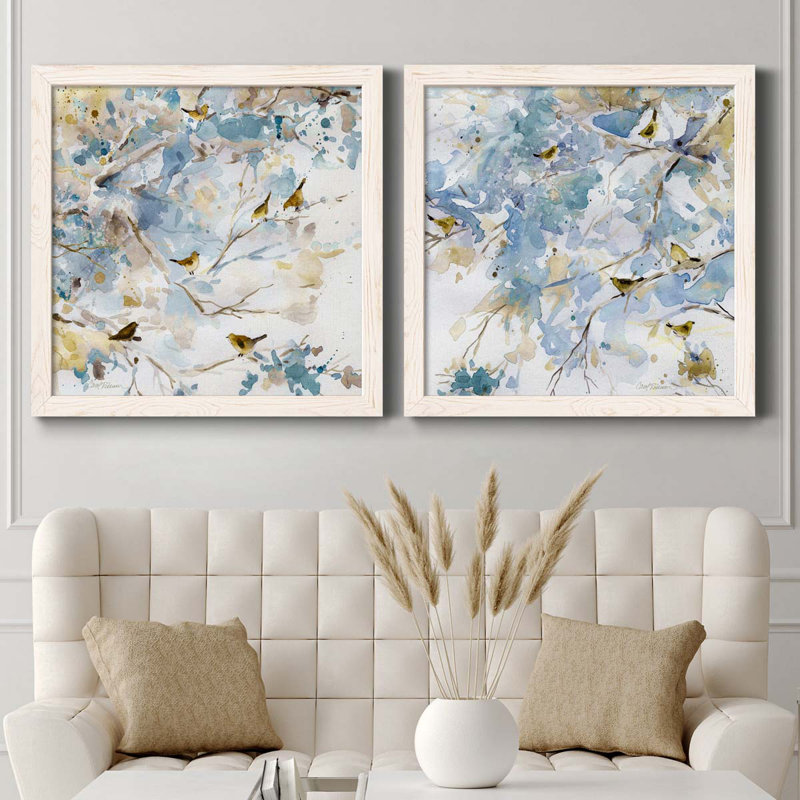 «Topaz Spring I», ensemble de 2 peintures sur toiles, H 71 po x l 35,5 po x P 1,5 po, Toile blanche encadrée
