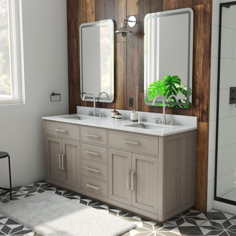 Dexterity 72" Double Bathroom Vanity Set, Gray Oak