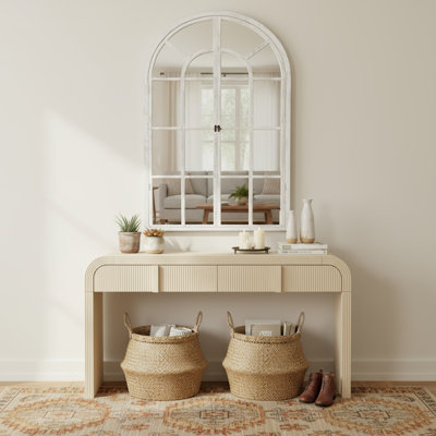 Console 31 po et miroir en bois 36 po pour table d'appoint