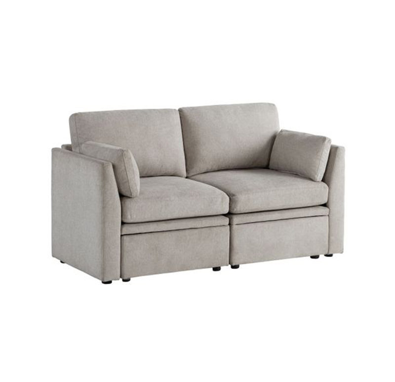 Causeuse modulaire en tissu 2 pièces, Polyester beige