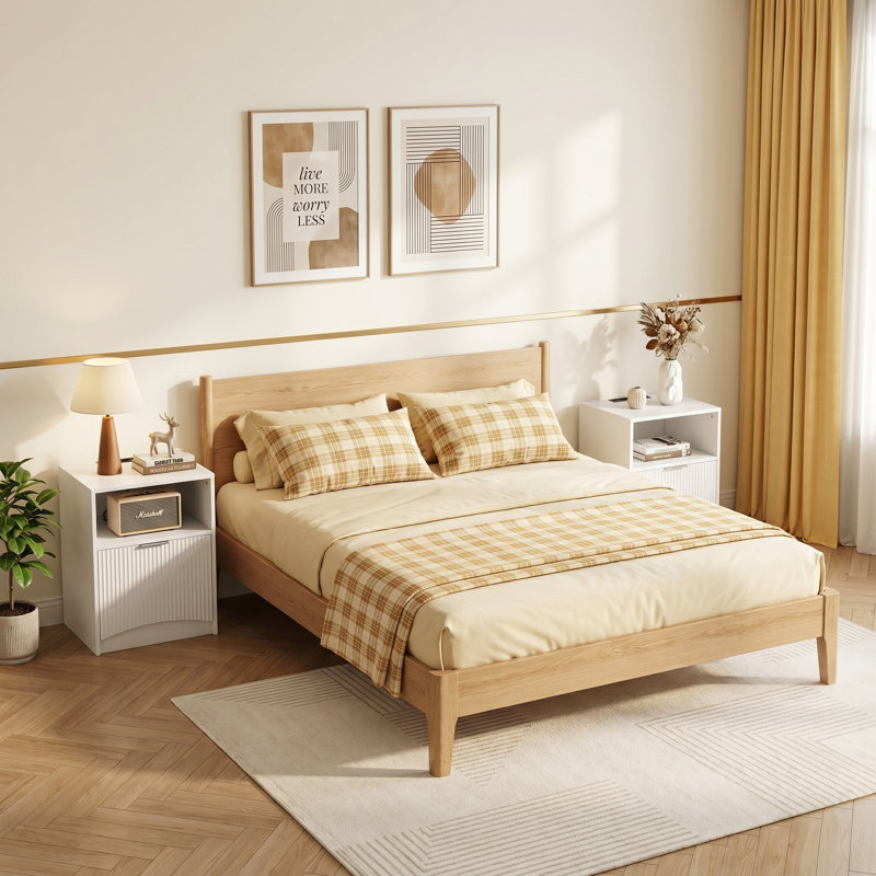 Large Bedside Table with Drawers, Nightstand Cabinet with Charging and Storage, Side Table
