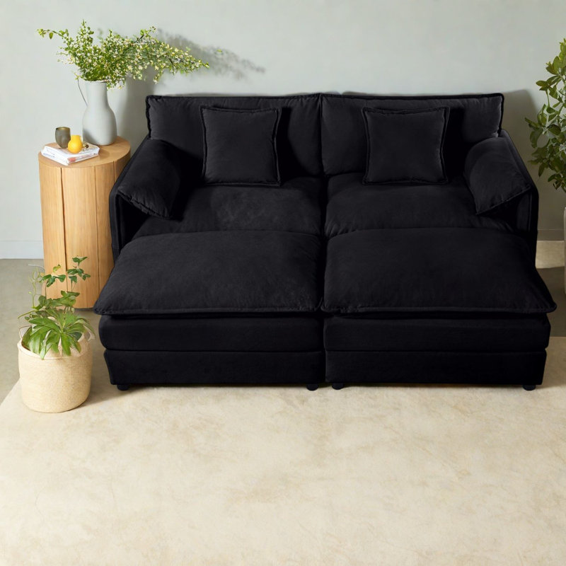 Canapés modulaires spacieux, canapé en chenille noir de qualité supérieure pour le salon